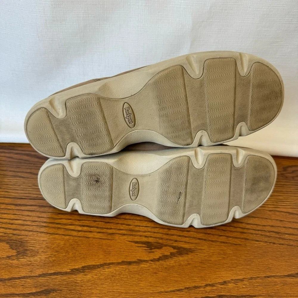 Rockport Womens Taupe Nubuck Leather Walking Shoes Lace Up Sneakers 7.5 M WW413